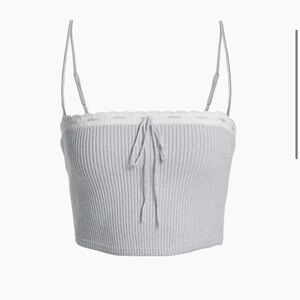 Guizio Cielo Rib-Knit Crop Top Large